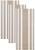 Homaxy Premium Cotton Stripe Kitchen Towels 3 Pack, 18"x 28", Khaki