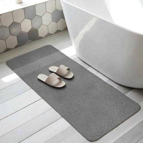 Long Bathroom Runner Rug, Vintage Gray Absorbent Non Slip Washable