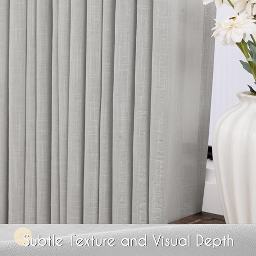 Linen Blend Grey Curtains for Living Room Back Tab Modern Farmhouse