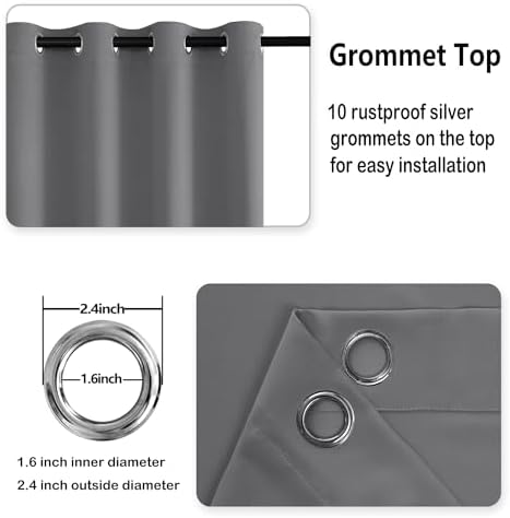 DWCN Blackout Curtains for Bedroom, 60 x 63 inch, Grey, Set of 2