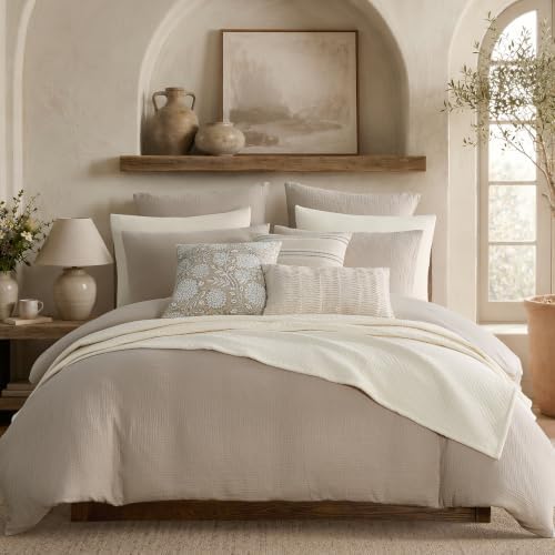 Levtex Home - Muslin Taupe Duvet Set - King Duvet Cover (106x94in) and