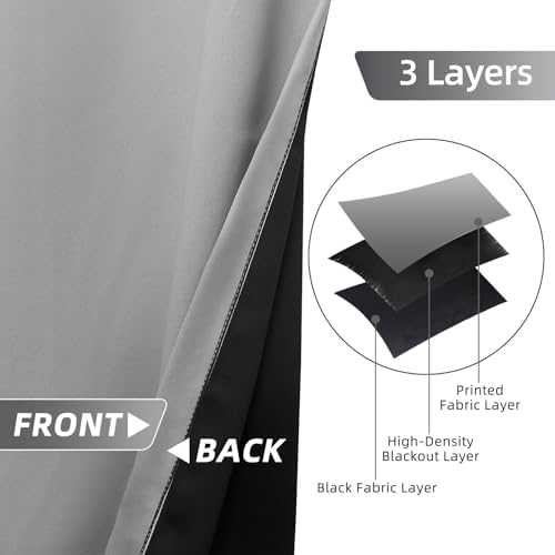 Ombre Gray Blackout Curtains for Bedroom Living Room Light Gray