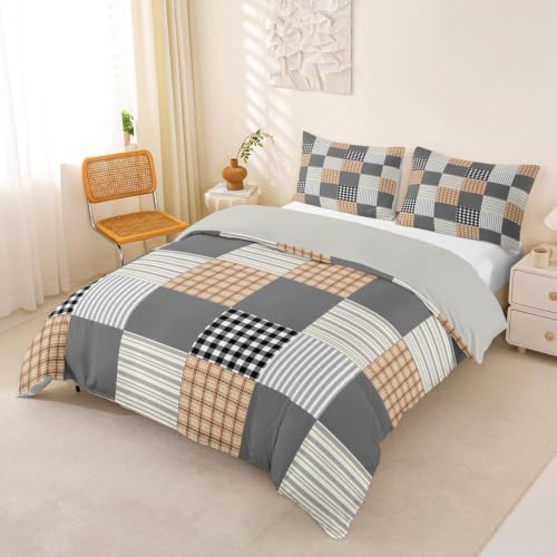 Erosebridal Geometric Stripes King Duvet Cover Teens Khaki Gray