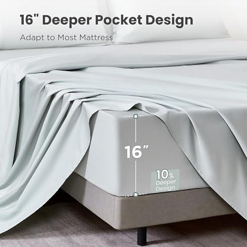 Sophia & William 100% Cotton Sateen Sheet Set King Size 4 Piece Smoky