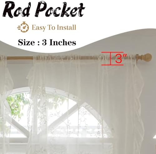 Sutuo Home Ivory Lace Curtains 2 Panels for Bedroom Living Room, W57 x