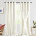 Hiasan Blackout Curtains with Sheer Overlay, Ivory, 52W X 96L, 2pcs