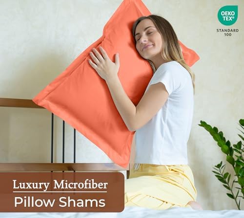 Royale Linens Microfiber King Size Pillow Shams Set of 2 - Coral Shams