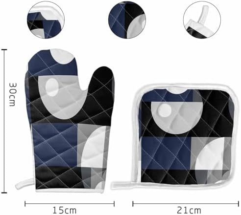 Quilted Cotton Terry Cloth Oven Mitt, Pot Holder Abstract Stitching