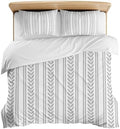3 Pieces Bedding Set King Size, Grey Botanical Soft Duvet Covers Set