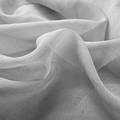 Grey Semi Sheer Curtains 63 inch Length 2 Panels Set, Solid Color
