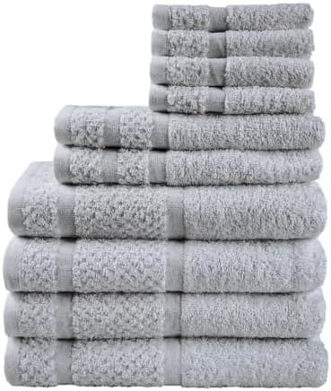 10 Piece Towel Set with Upgraded Softness & Durability, Grey