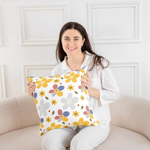 jejeloiu Yellow Flower Cushion Case Colorful Floral Throw Pillow