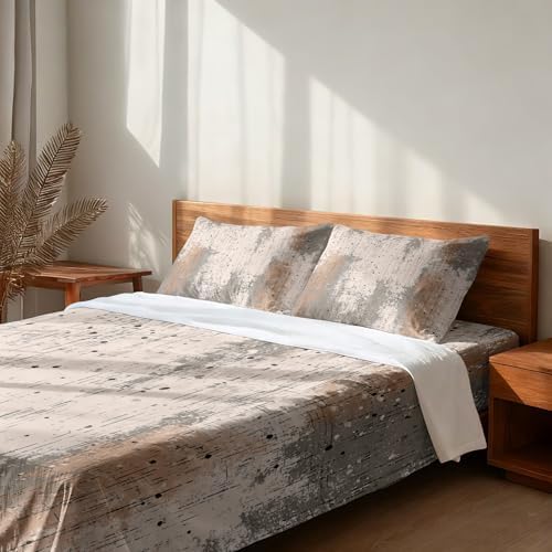 Shrahala Abstract Art Surface Twin XL 4 Piece Sheets Set, Muted Grainy