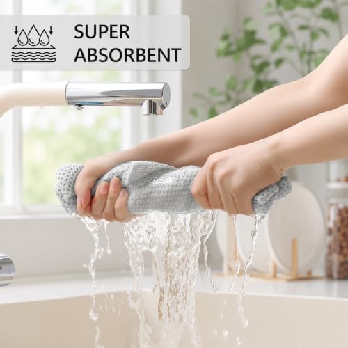 Mordimy 100% Cotton Waffle Weave Kitchen Towels 6-Pack, Gray