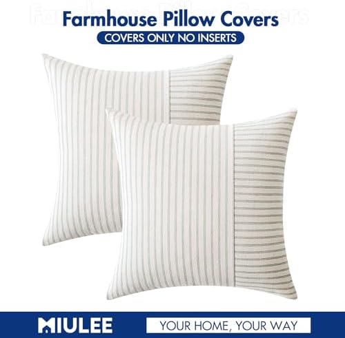 MIULEE Sage Green and Beige Patchwork Farmhouse Pillow Covers 20x20