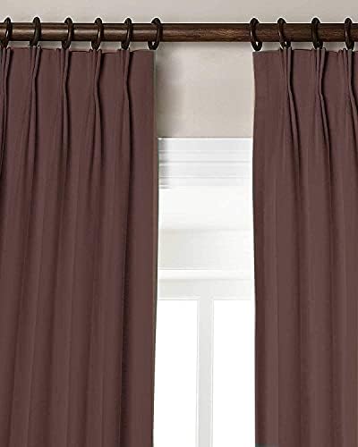 Triple Pinch Pleat Blackout Curtains for Living Room, Room Darkening