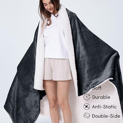 WDCOZY Sherpa Fleece Throw Blanket 90"x90", Soft Fuzzy Bed Blankets