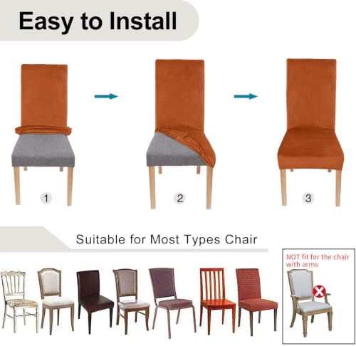 Smiry Velvet Stretch Dining Chair Covers, Parsons Chair Slipcovers Set