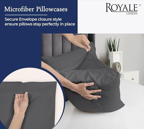 Royale Linens Grey Pillowcase Set of 12 - Queen 20"x30" Bed Pillow