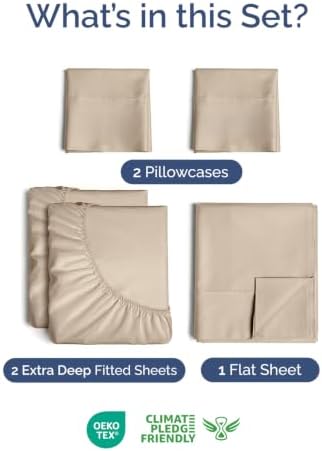 Extra Deep Pocket Split King Size Sheet Set - Breathable & Cooling