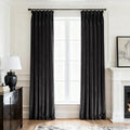 Pinch Pleated Black Blackout Velvet Curtains 84 inch Length 2 Panel