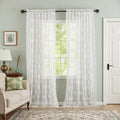 Kotile Ivory Lace Curtains for Living Room Rustic Floral 2 * 52x108