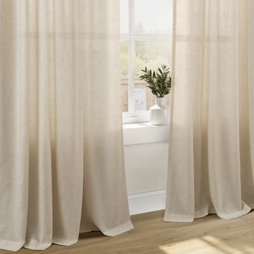 Naturoom Linen Curtains 96 Inch Long 8ft for Living Room Burlywood 2