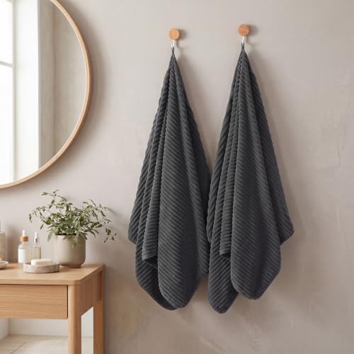 REDKISS Charcoal Gray Bath Towels Set 6 Piece - Microfiber Bathroom