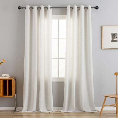 Off White Curtains Black Grommets Sheers Curtains 84 Inches Long for