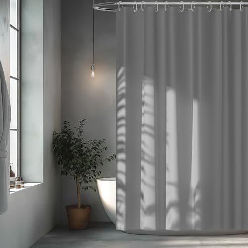 Seenus Light Grey Fabric Shower Curtain Liner with 3 Large Magnets, 72