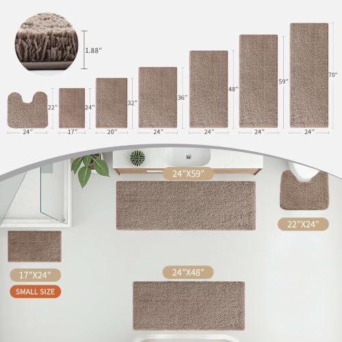 Disolla Taupe Grey Bathroom Runner Rug 24x59, Soft Plush Large Bath