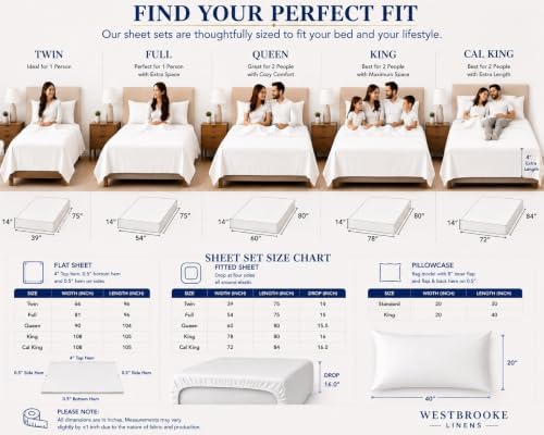 Westbrooke Egyptian Cotton Sheet Set | King Size Sateen Sheets