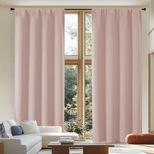 Simplebrand Ava Blush Extra Long Blackout Curtains 108 Inches Long 2