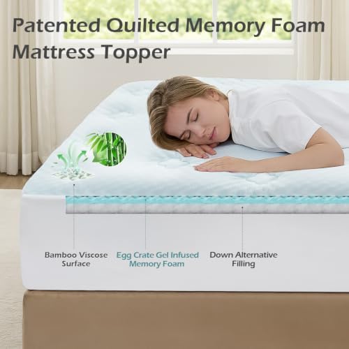 Hansleep Queen Mattress Topper Quilted Fitted Mattress Pad—Back Pain