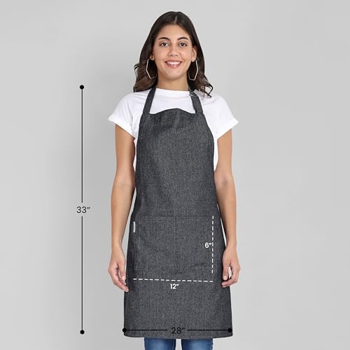 Chef Apron, Recycled Cotton Kitchen Apron with an Adjustable Neck with