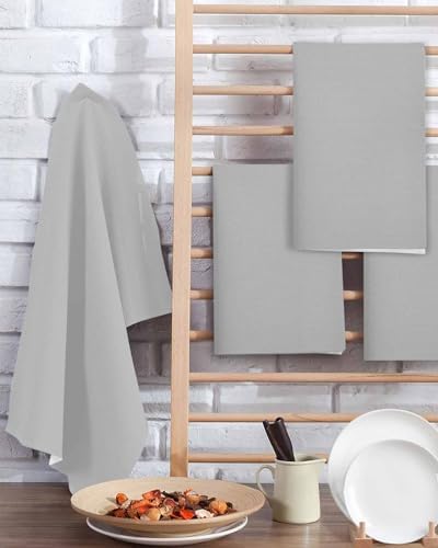 PIEPLE Grey Kitchen Dish Towels for Drying Dishes Set of 4, Waffle