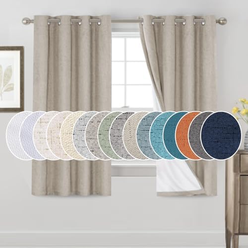 PrinceDeco 100% Black Out Curtains 63 Inch Length,Thermal Insulated