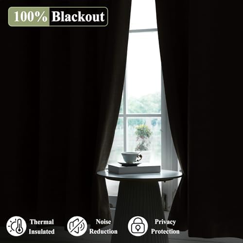 Frelement Full Blackout Curtains for Bedroom Living Room Linen