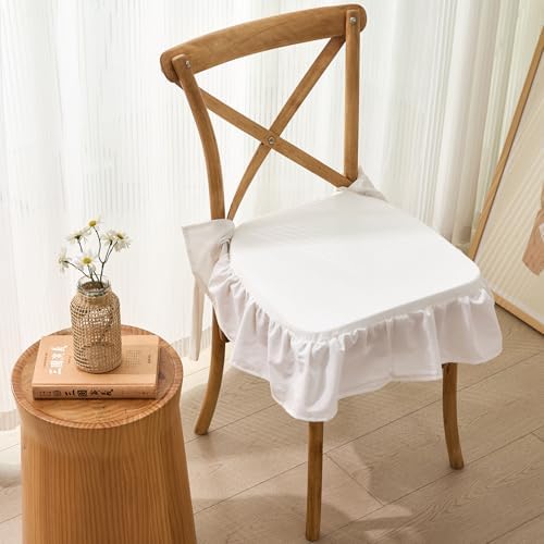 vctops Cotton Ruffled Chair Cushion for Kitchen Dining Room Chairs