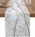 Marble Table Runner-Cotton Linen-Long 120 inche White Gray Gold