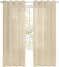 Rustic Beige Sheer Curtains 96 Inch Length 2 Panels Set Farmhouse