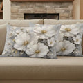 Cream Gold Flowers Lumbar Pillow Covers 12 x 20 Inch Pillow Covers Set