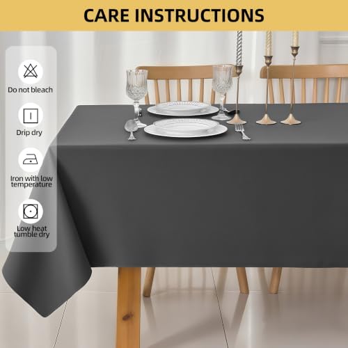 2-Pack 60x84 inch Grey Table Cloths, Solid Stain and Wrinkle Resistant