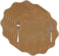 comfoyar Faux Leather Flower Shaped Placemats Set of 6, 13.5 Inch Heat
