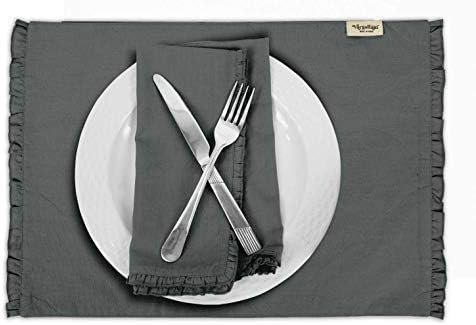 Gray Home Decor Washable Dining Table Mats Reversible Cotton Flex