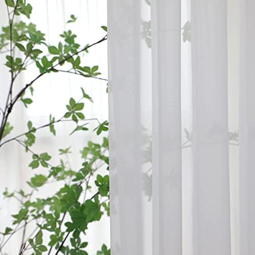 L&TEC Window Ivory Sheer Curtains 108 Inches Long 2 Panels Sheer