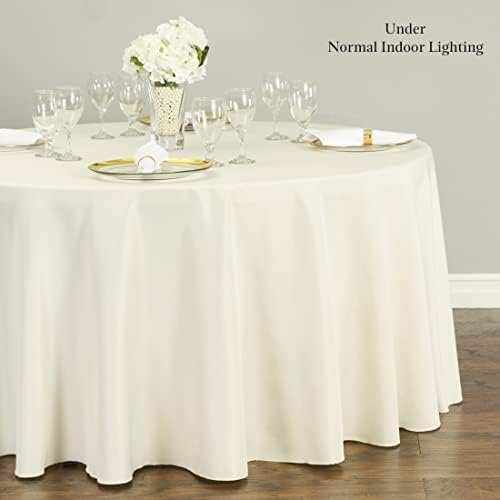 LTC LINENS LinenTablecloth 108 in. Round Polyester Tablecloth Ivory