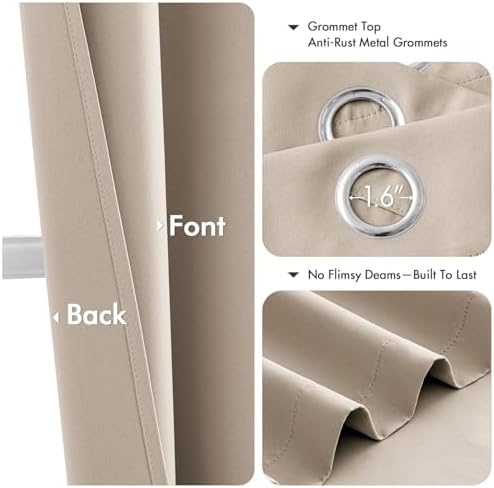MIULEE Blackout Curtains for Bedroom 2 Panels 40 x 84 Inch Long Taupe