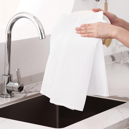Homaxy 100% Cotton Oversized Waffle Weave Kitchen Towels, 7-Pack
