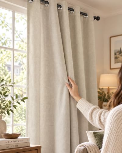 100% Blackout Linen Curtains for Bedroom and Living Room